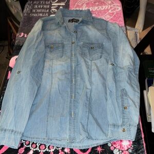💥Blue Age Long sleeve Button Down Front Jean Shirt